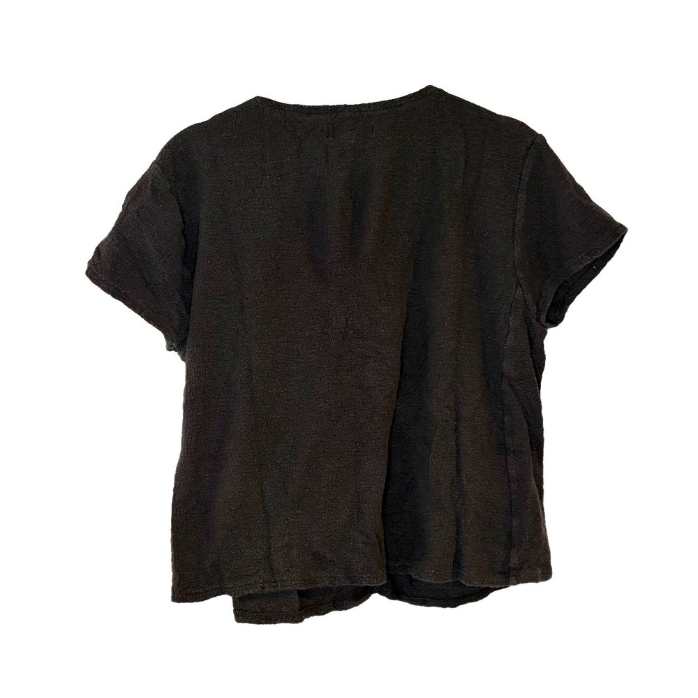 Madewell Texture & Thread Wrap Tie Top Large Black Cotton - Picture 2 of 5